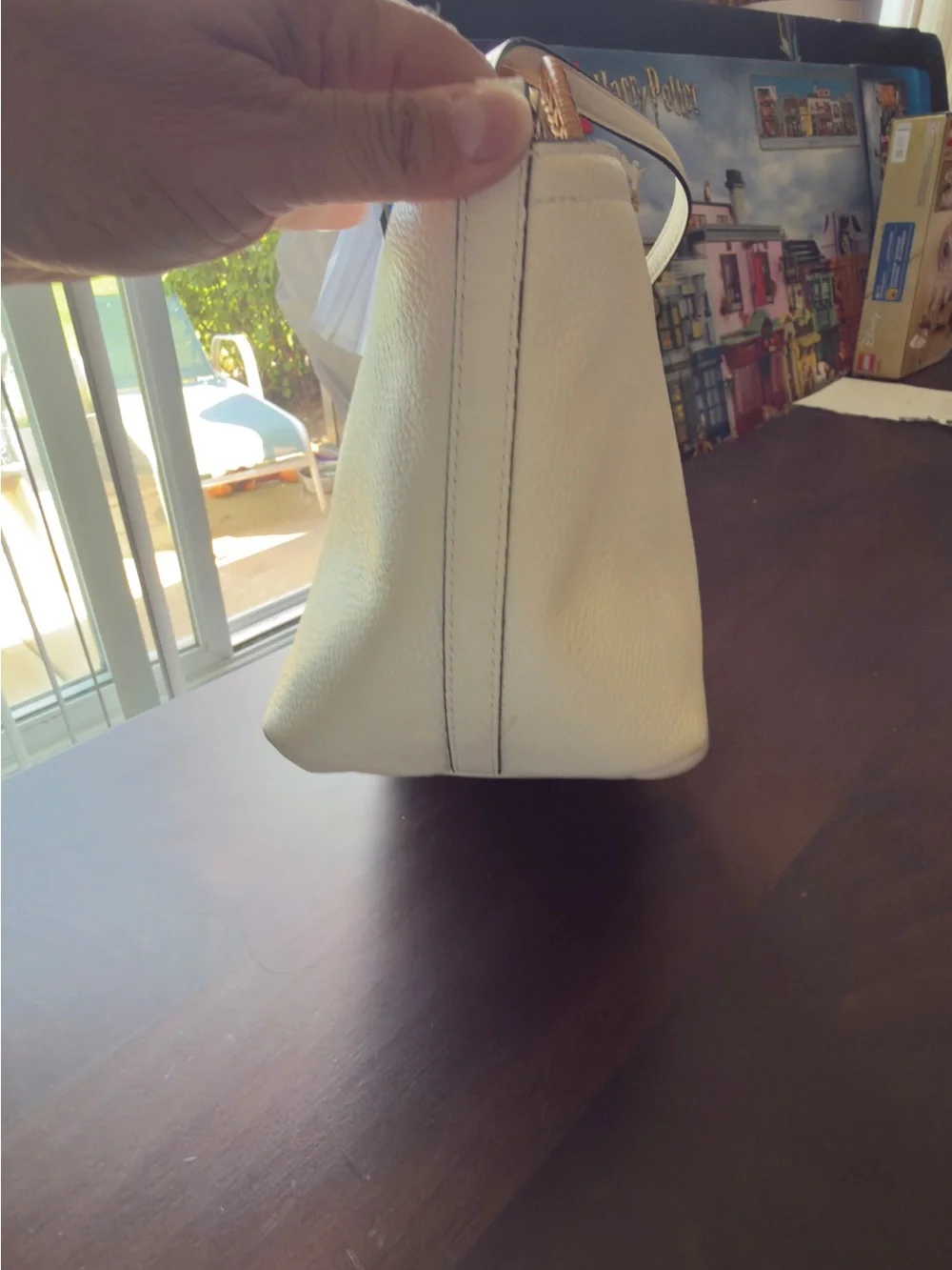 kate spade Nee York Harbor off white  Leather tote with Woven Bamboo Handles
